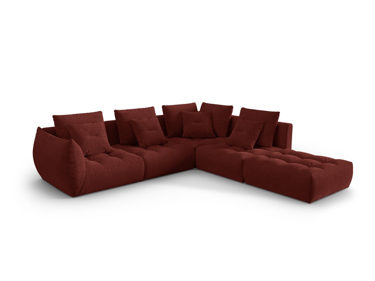 Coltar modular dreapta 4 locuri, Bloom-86, Micadoni Home, 316x310x95 cm, tesatura structurata, rosu Colțare